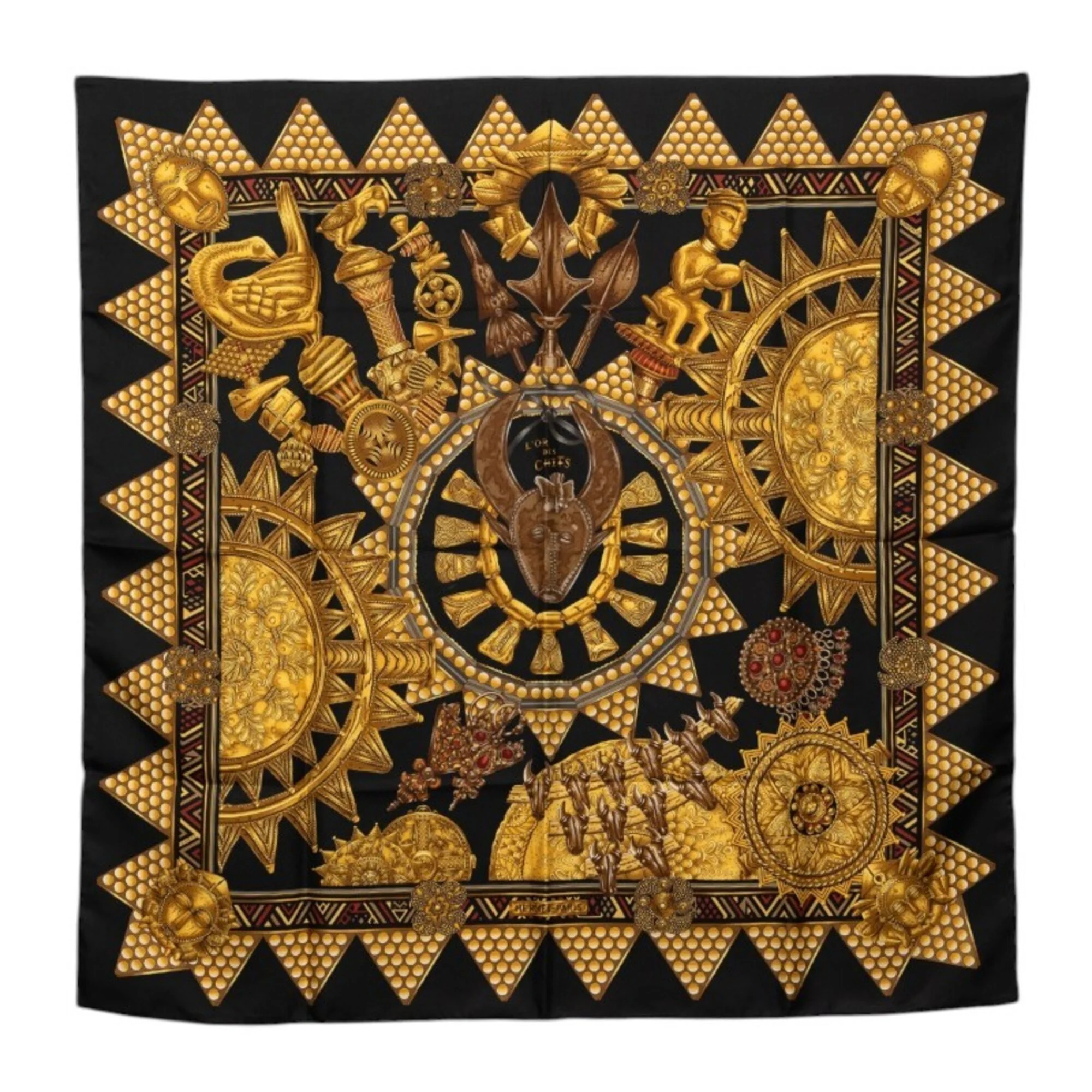 Hermes Authentic Black Silk Scarf